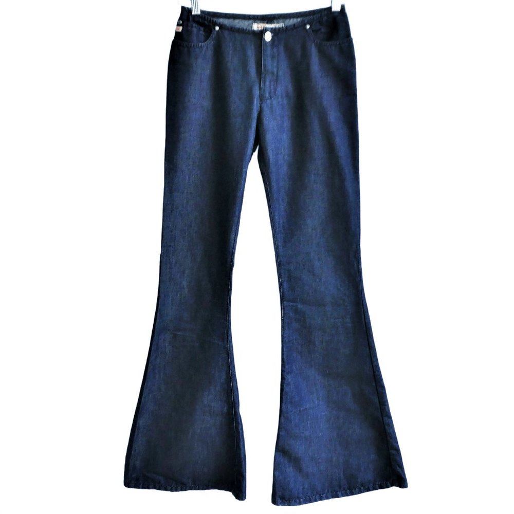 Vintage 90s Miss Sixty Flared Jeans Zip Button Fly Western Back Yoke Italy 29